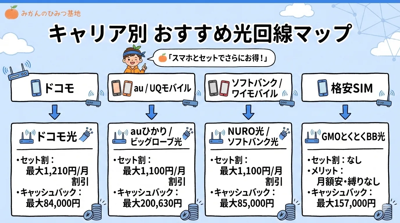 キャリア別 おすすめ光回線マップ