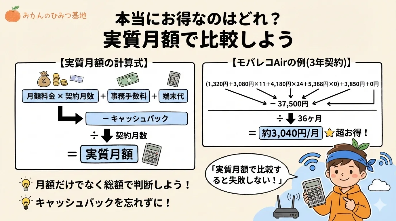 本当にお得なのはどれ? 実質月額で比較しよう