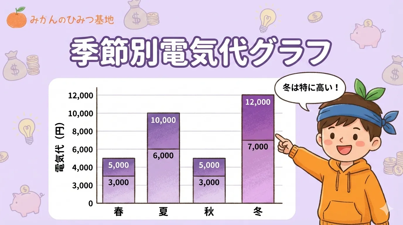 一人暮らしの季節別電気代グラフ