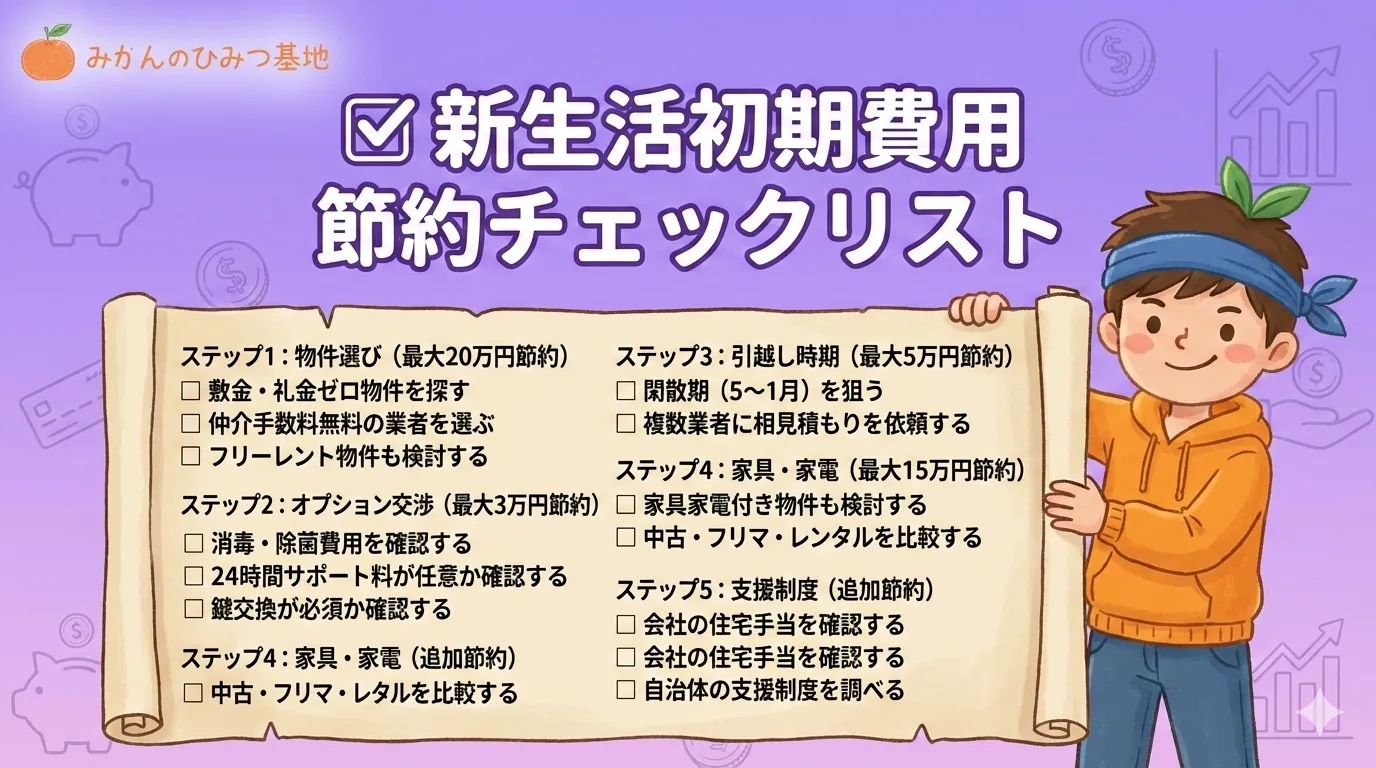 新生活初期費用 節約チェックリスト